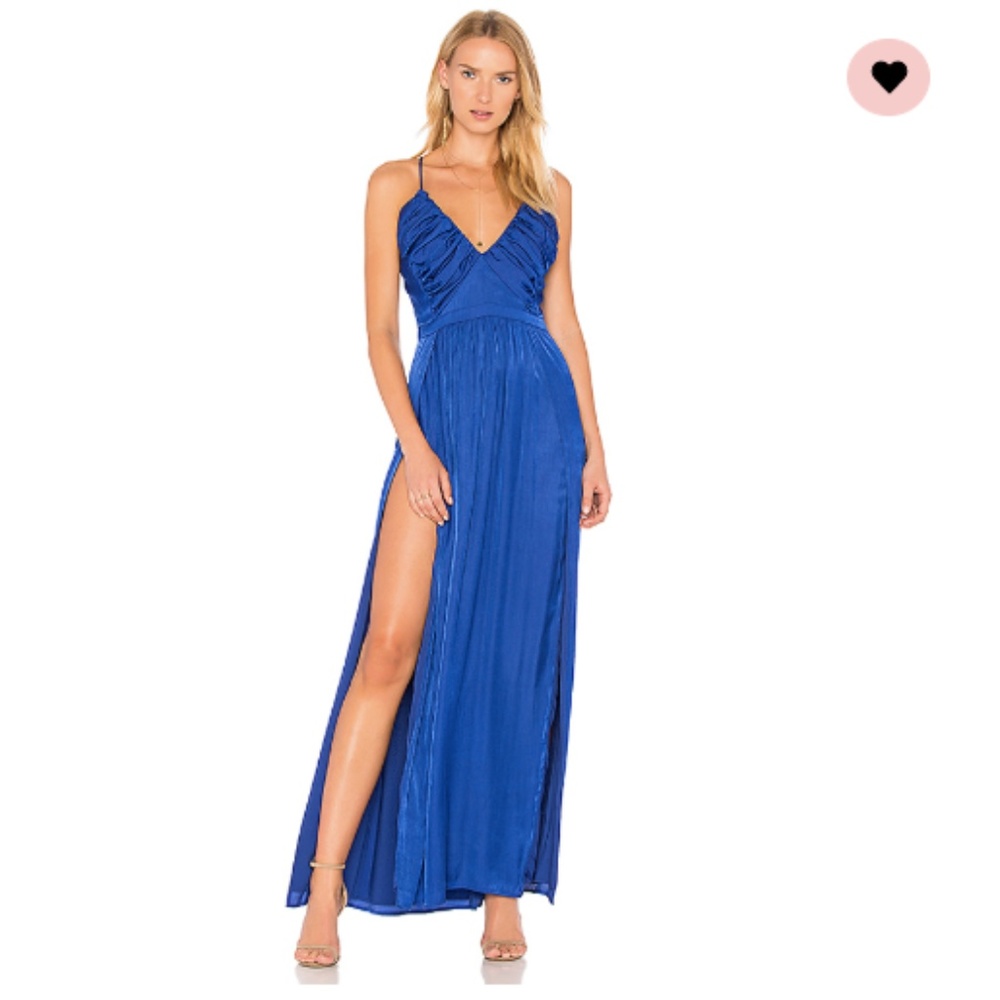 Cobalt Blue Maxi High Slit Dress